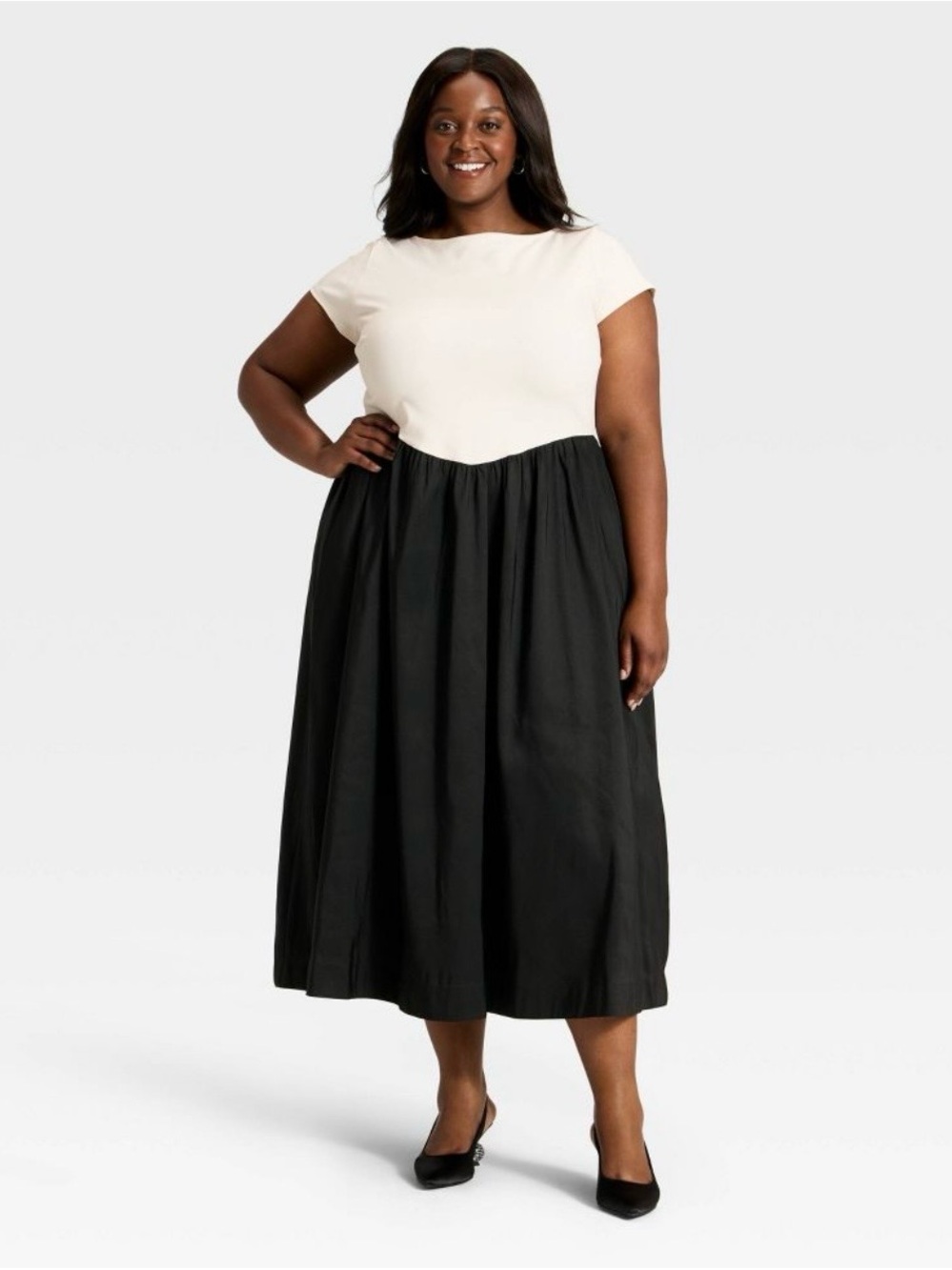 a new day Women’s Backless Knit Maxi Dress Black & White